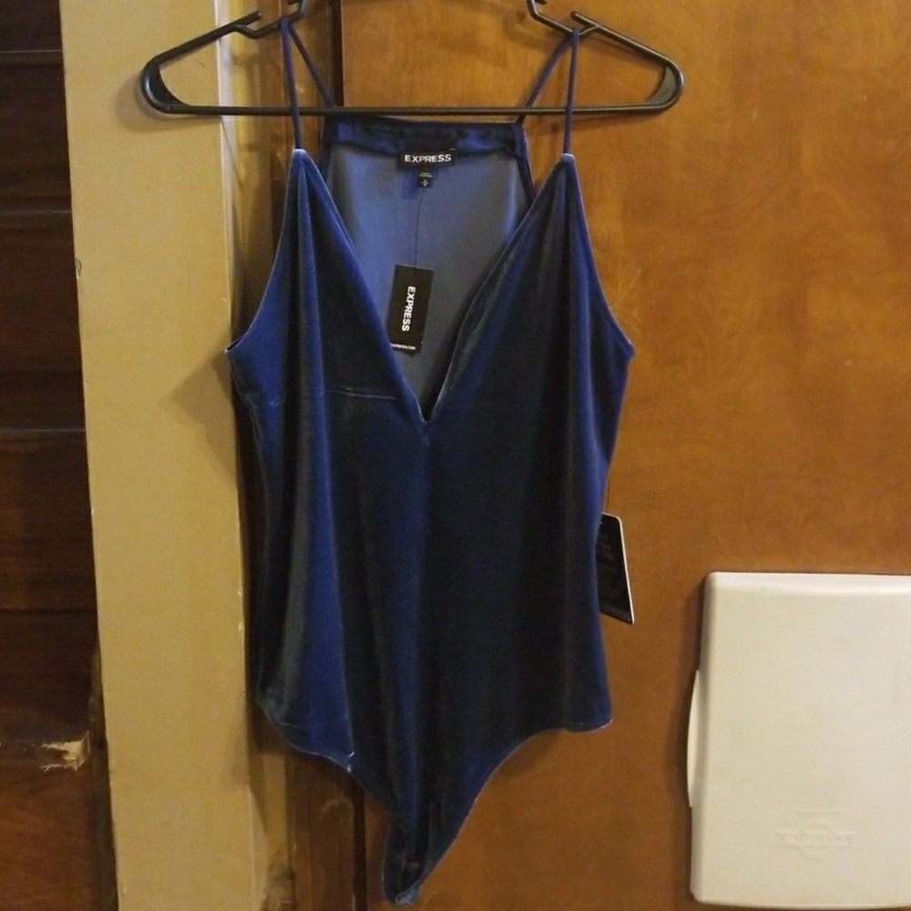 Velvet plunging bodysuit